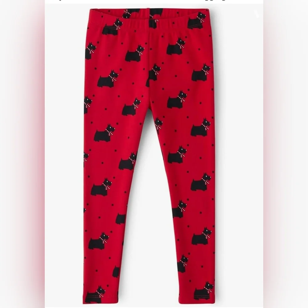 Gymboree Leggings Red Terrier Dog Black Stretch Cotton Size 12-18mo NEW